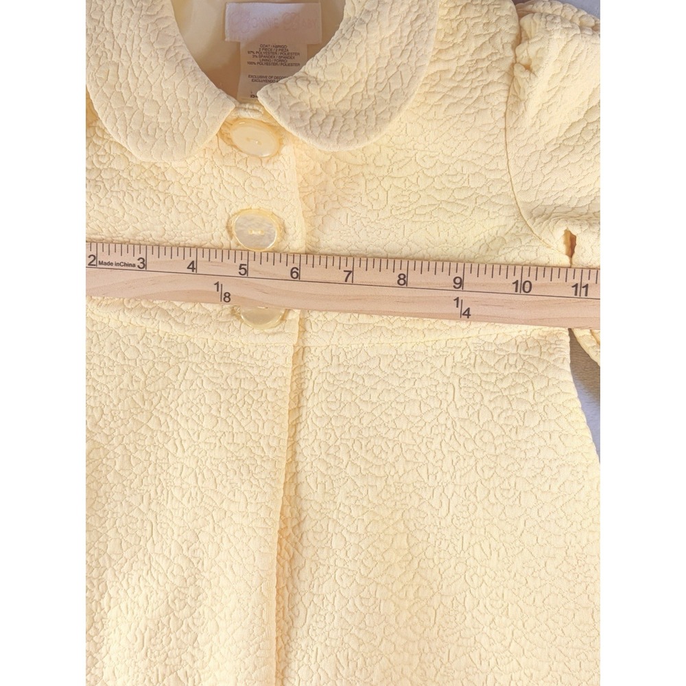 Girls 18M Yellow Textured‎ Coat Peter Pan Collar Button Front Lined Swing - Picture 5 of 8